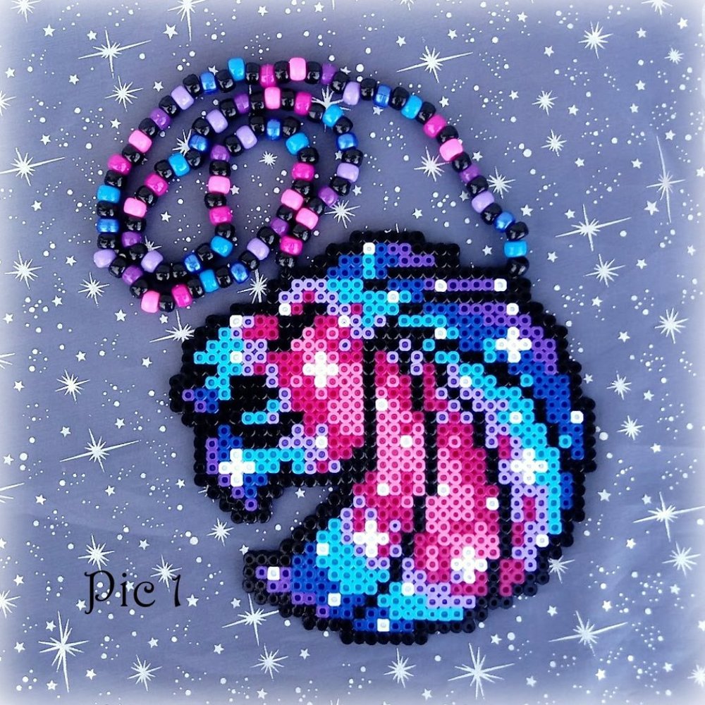Seven Lions Galaxy Perler Bead Kandi Necklace